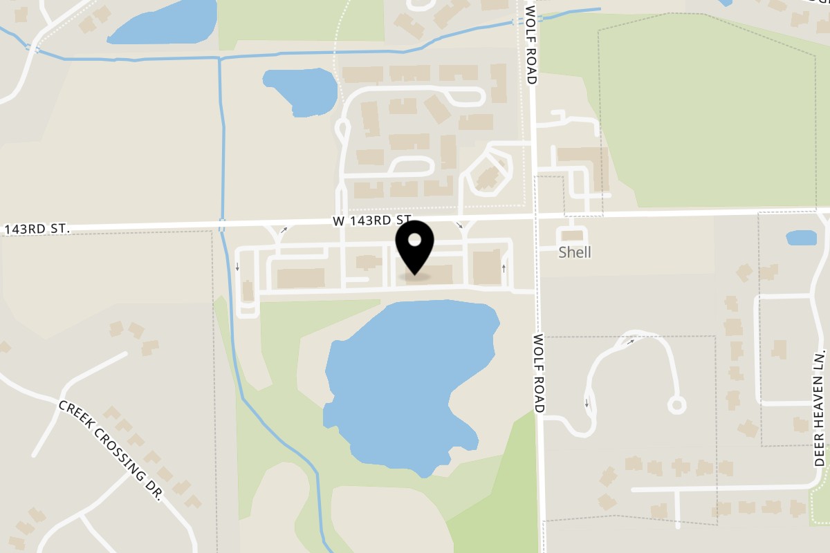 Map showing the location of RoccoVino's Italian Restaurant! Orland Park on 11255 W 143rd St in Orland Park