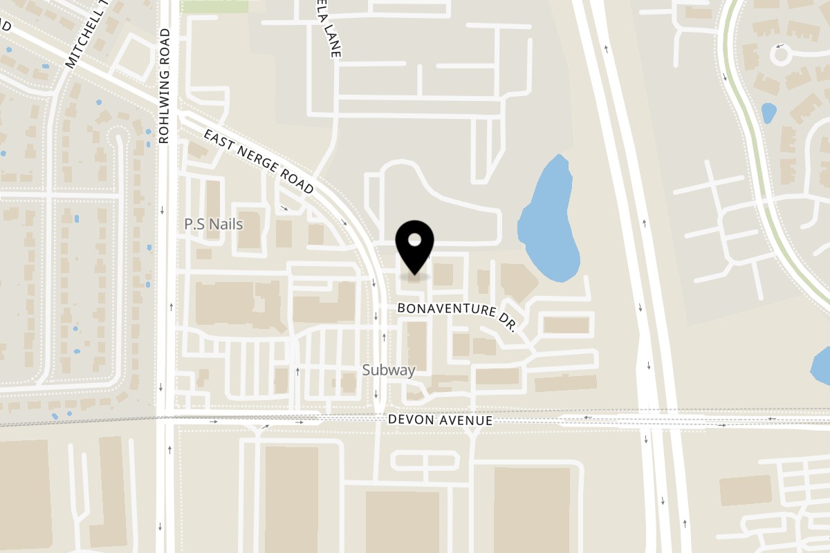 Map showing the location of RoccoVino's Italian Restaurant! Elk Grove on 1085 E Nerge Rd in Elk Grove Village